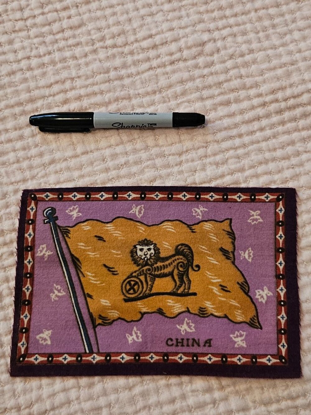 Vintage Felt mislabeld CHINA Flag Panels / Patches / Tobacco Felt